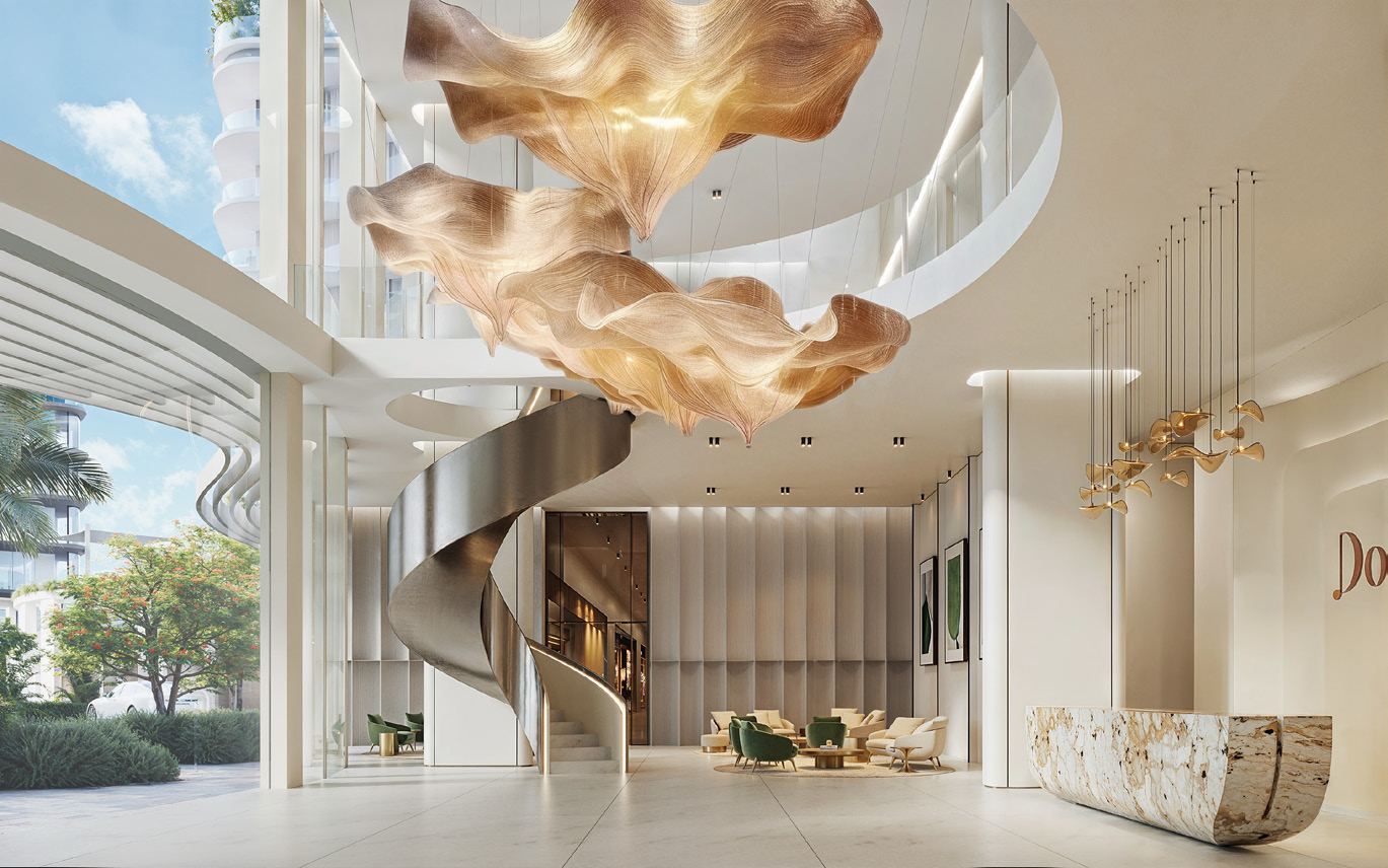 لوبي المشروع مع التصميم المعماري المميز